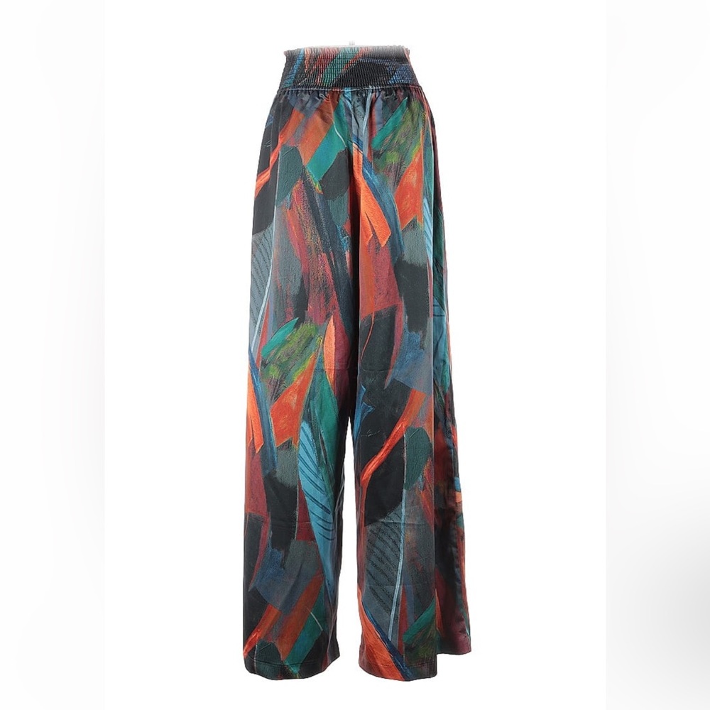 Hutch Wide-Leg Printed Pants in Teal, Orange & Black